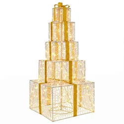 vidaXL Weihnachts-LED-Geschenkbox-Stapel 250 LEDs Warmes Weiß 42049486