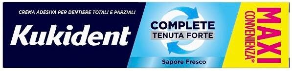 Kukident Complete Tenuta Forte Crema Adesiva Per Dentiere Totali e Parziali Sapore Fresco 70 g