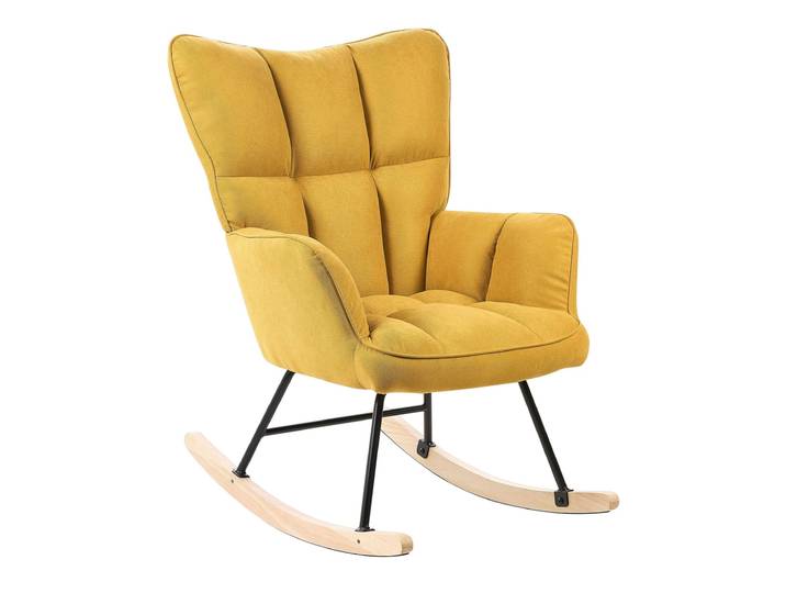 Fauteuil à bascule tissu jaune