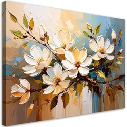 LEINWANDBILD Weiße Blumen Zweige Natur 90x60cm