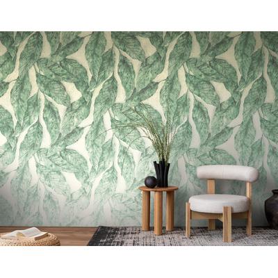 Vliestapete LIVING WALLS "Fototapete Botanical Sketch Leaves", grün, beige, weiß, B:159m, Vlies, Tapeten