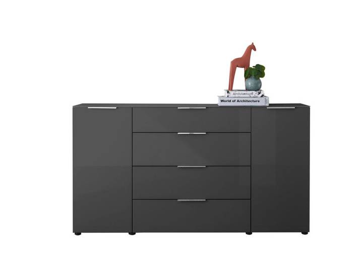 Kommode Santorin 180 x 99 cm Anthrazit/Glasfronten
