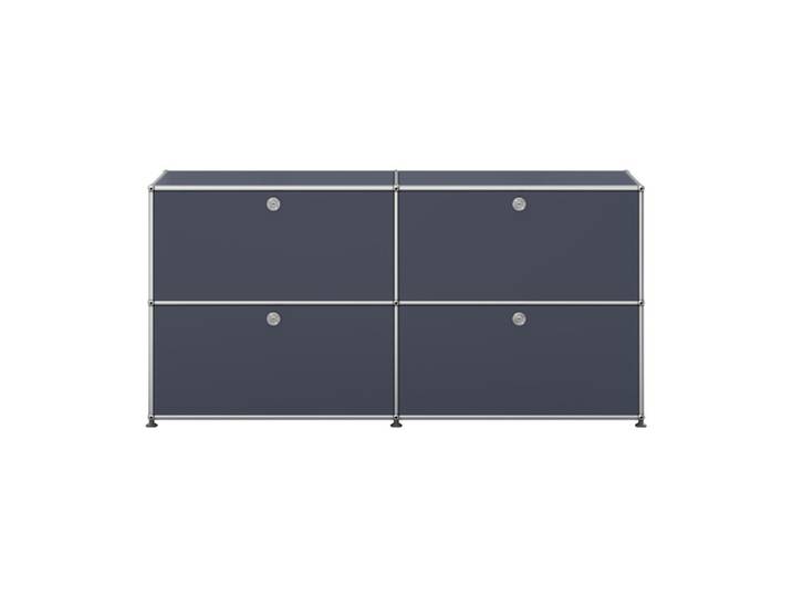 USM Haller Kommode 2-fach breit 4 Klapptüren grau ohne Schloss anthrazitgrau 153x74x38 cm