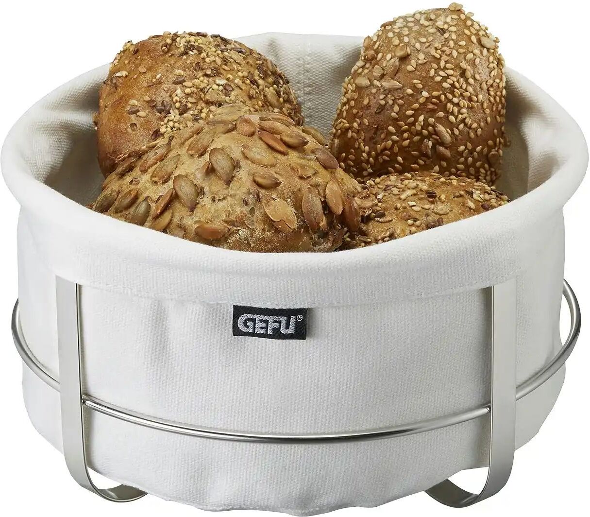 Gefu Brotkorb  BRUNCH ¦ weiß ¦ Textil,Edelstahl ¦ Maße (cm): H: 11,5  Ø: 22