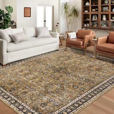 Garvee Distressed Oriental Machine Washable Rug