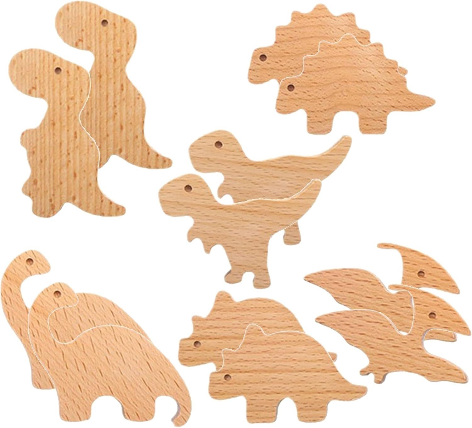 Set van 12 houten deurgrepen met dinosaurusontwerpen voor kinderkamers en meubels