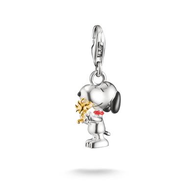 Charm-Einhänger THOMAS SABO "THOMAS SABO x Peanuts Snoopy and Woodstock Friends Charm - Original", silber (silberfarben, gelbgoldfarben, schwarz, rot), Charms, Damen, Silber 925 (recycelt)