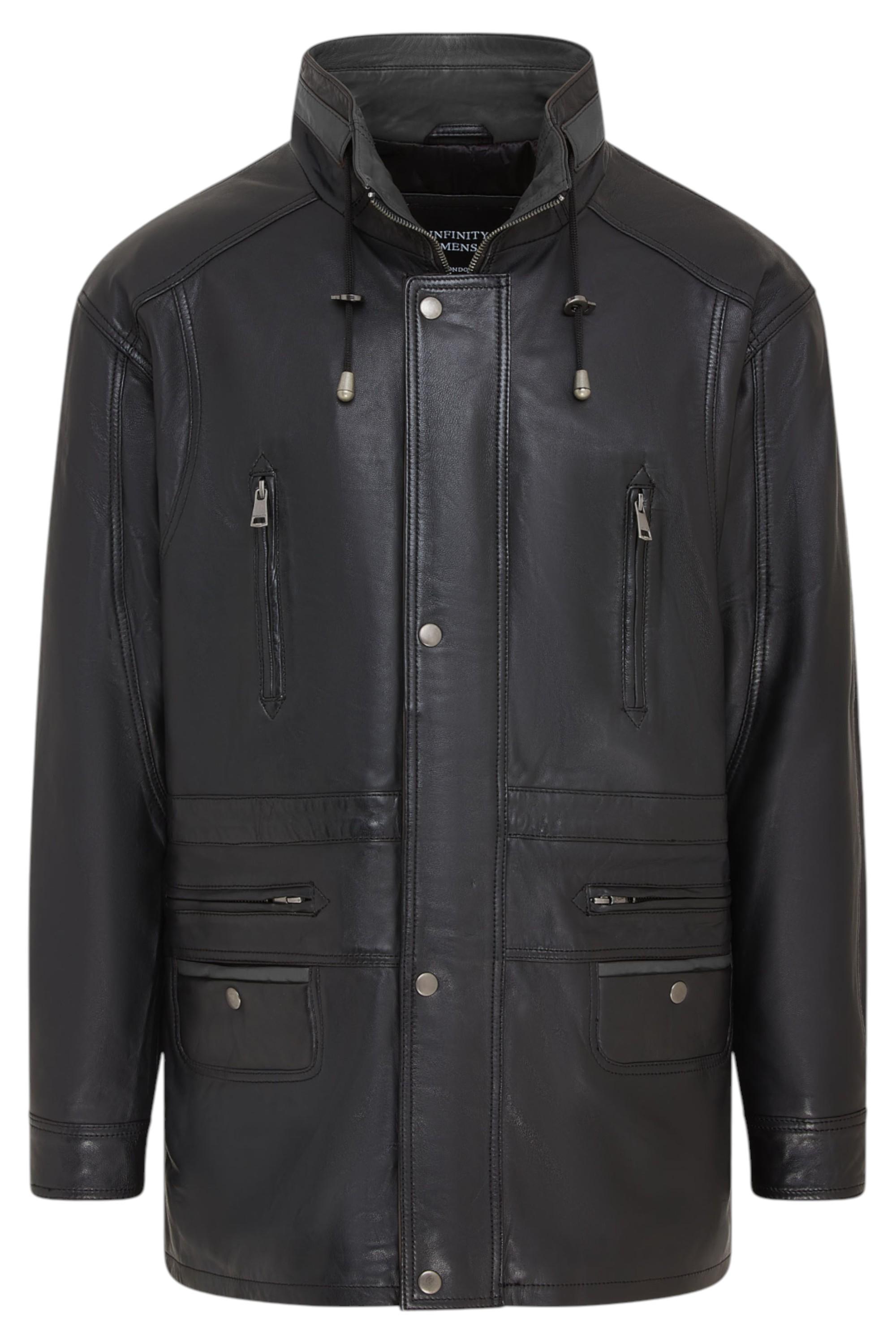 Infinity Leather Parka aus weichem italienischem Leder für Herren, Modell Winnipeg - Schwarz
