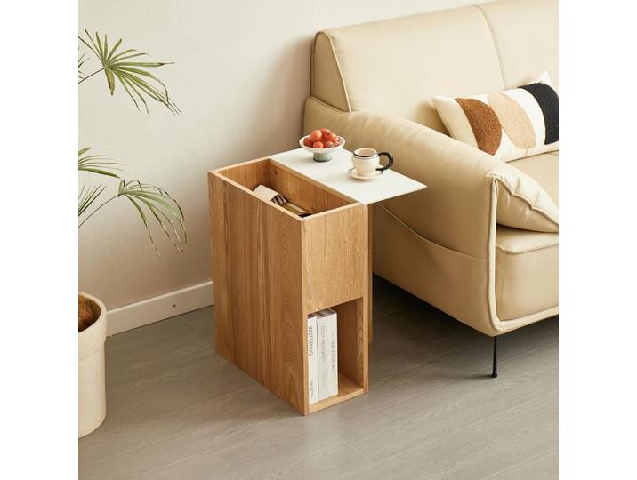 Table d'appoint bout de canape avec rangement en bois