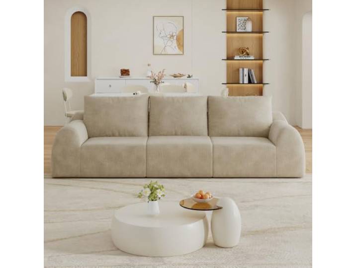 XINGNING Loveseat Kleinsofa Kompressionssofa Boneless Sofa, Platzsparend für Wohnzimmer Schlafzimmer und Wohnung, Montagefrei (3Seater(Khaki))
