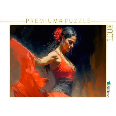 CALVENDO Puzzle Dynamische Flamencotänzerin | 1000 Teile Lege-Größe 64x48cm Foto-Puzzle für glückliche Stunden