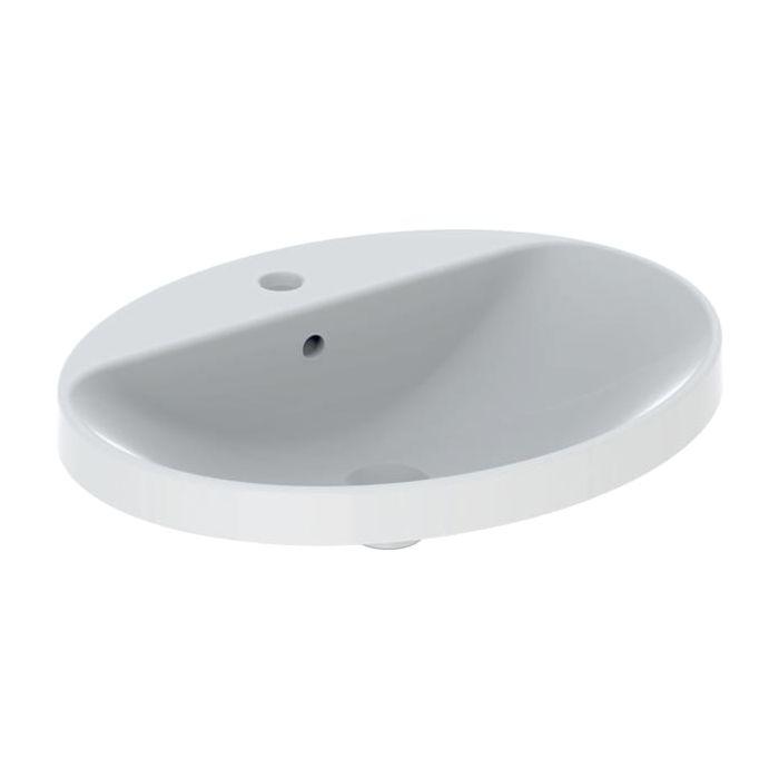 Geberit VariForm Einbauwaschtisch 500725012 60x48cm, mit Hahnlochbank, Überlauf, oval, weiß