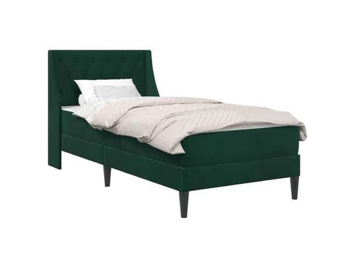 TUERYAFEK Bettgestell Mit Matratze 80x200 cm Dunkelgrün Samt Fester Lattenrost, Fleckenresistenter Stoff, Kunststoffbeine, Leichte Reinigung