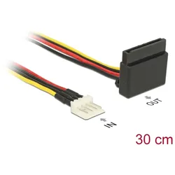 Delock Stromkabel SATA 15 Pin Buchse > 4 Pin Floppy Stecker Metall 30 cm