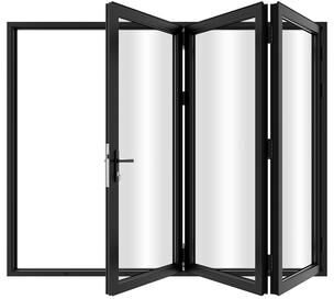 "KaMic 108"" x 80"" 3 Panels Aluminum Folding Doors in Black, Folded Out from Left to Right Model #: FD3PBK10880-LR"