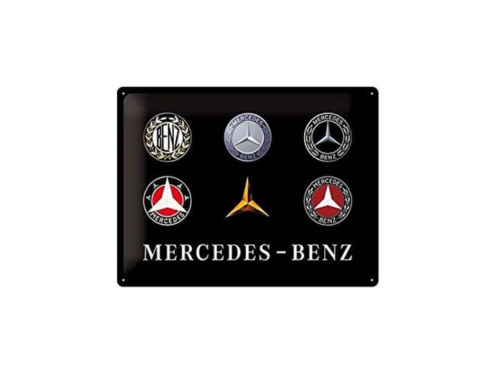Nostalgic-Art, Metalen Retro Bord, Mercedes-Benz � Logos � Geschenkidee voor liefhebbers van autoaccessoires, van metaal, Vintage ontwerp, 30 x 40 cm