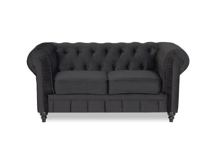 Canapé Chesterfield Velours 2 Places Altesse Noir