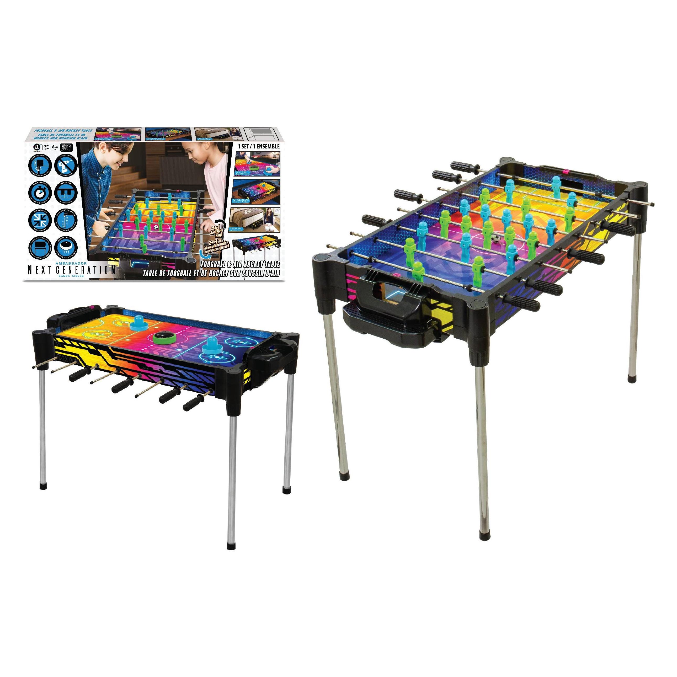 Merchant Ambassador 2-in-1 Football & Air Hockey - Reversible Neon Arcade (MA8150D NH) (MA8150D_NH)