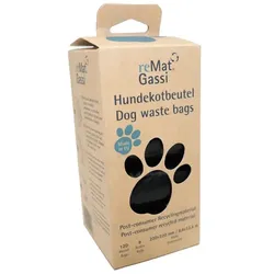 Hundekotbeutel Natura Biomat reMat HDPE 120 Stück schwarz 8 Rollen/Box, Material aus 100 % Recycling, 220 x 320 mm