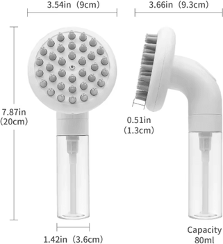 Inspire Picks 3 in 1 Silicone Dog Bath Brush & Shampoo Dispenser For Gentle Pet Grooming white