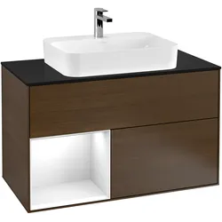 Villeroy & Boch Waschbeckenunterschrank Finion G36, Walnut Veneer, 1000x603x501 mm, mit Beleuchtung und SoftClosing