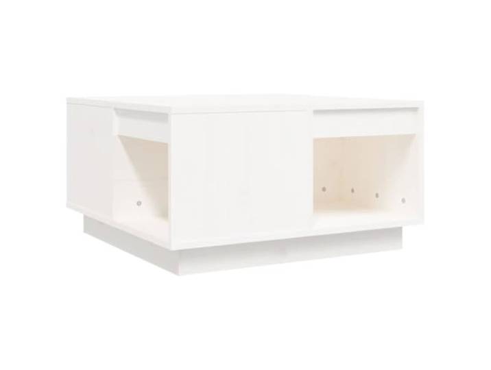 Favemtsl Couchtisch Weiß 60x61x32,5 cm Massivholz Kiefer Sofatisch Kompakter Beistelltisch aus Kiefern-Massivholz mit geräumiger Ablagefläche für Wohnzimmer, Arbeitszimmer und Flur.
