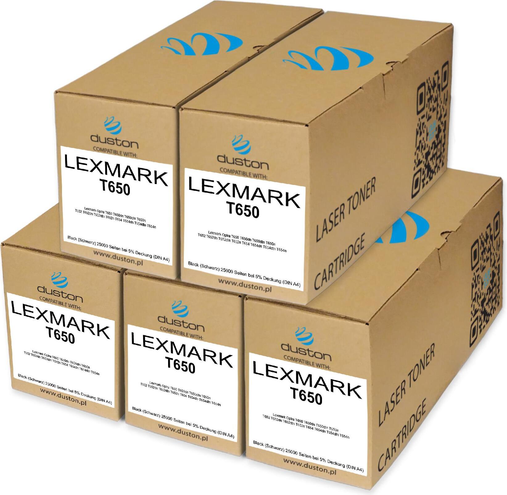 5x T650H11E Toner Druckertoner Patrone Schwarz kompatibel mit Lexmark Optra T650 T650dn T650dtn T650n T652 T652dn T652dtn T652n T654 T654dn T654dtn T654n