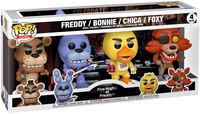 Funko Pop! Vinyl Games Five Nights at Freddy's Freddy, Bonnie, Chica ; Foxy 4 Pack - 4 Figures, 10.4-13.7 cm Tall, Ages 3+