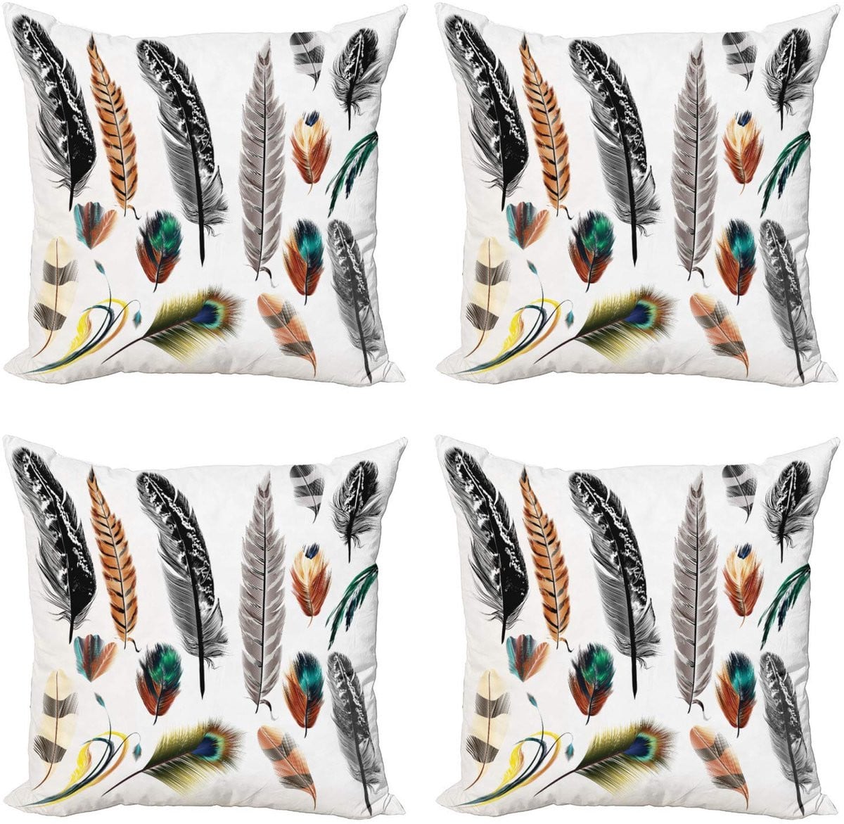 ABAKUHAUS Kussenhoes Set Bohemien Vogelveren Retro 50x50 cm