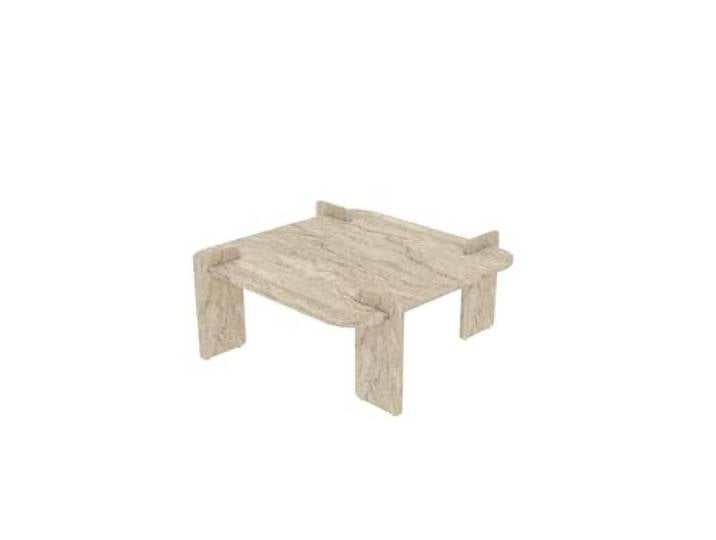 Hanah Home Modern Coffee Table, Travertine Color, 90 x 35 x 90 cm 100% Melamine Coated Chipboard Stylish & Functional Design for Contemporary Living Spaces