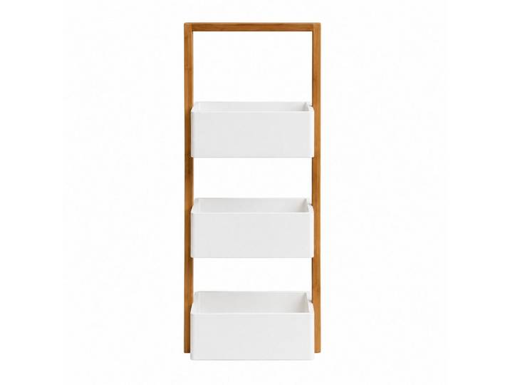 Calicosy Geradliniges Bambusregal mit 3 Aufbewahrungsboxen, Weiß, Holz, 15x66x28.5 cm, Badezimmer, Badezimmerregale, Badregale