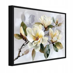 BILDER mit Rahmen Blumen Beton Grau 100x70 cm