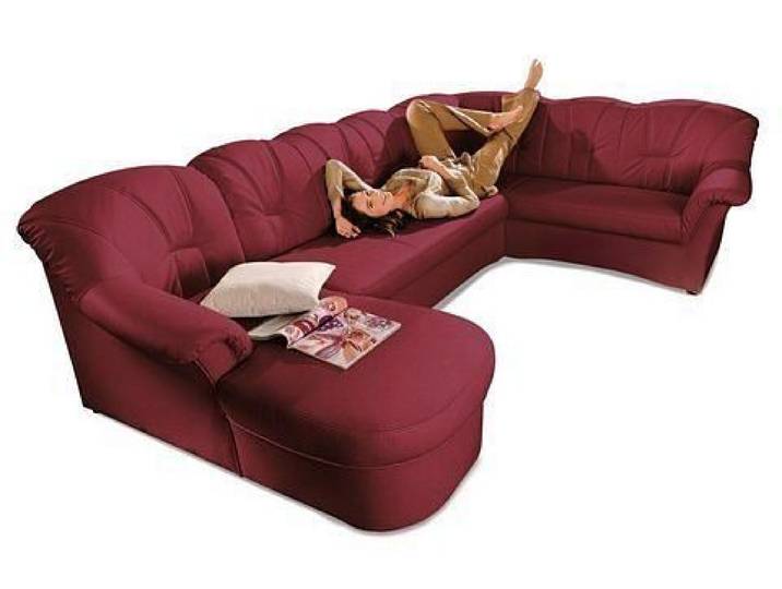 DOMO collection Wohnlandschaft Papenburg, zeitlose Rückensteppung, bequem, U-Form, Breite 297cm, in großer Farbvielfalt, wahlweise mit Bettfunktion