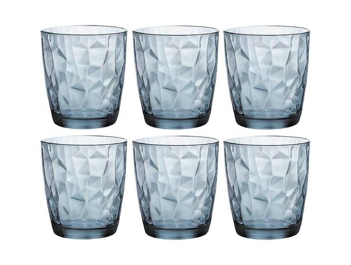 Whiskyglas BORMIOLI ROCCO Whiskyglas Diamond 3 , blau, H:9,3cm Ø:8,4cm, Glas, Trinkgefässe, Whiskyglas