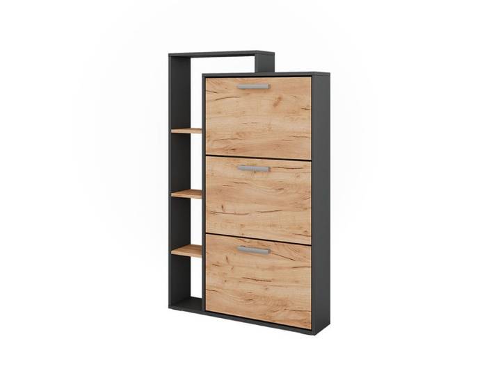 Benne à chaussures Orlando 80x128.3cm avec 3 compartiments pliables Chêne de force doré/Anthracite Vicco 58428
