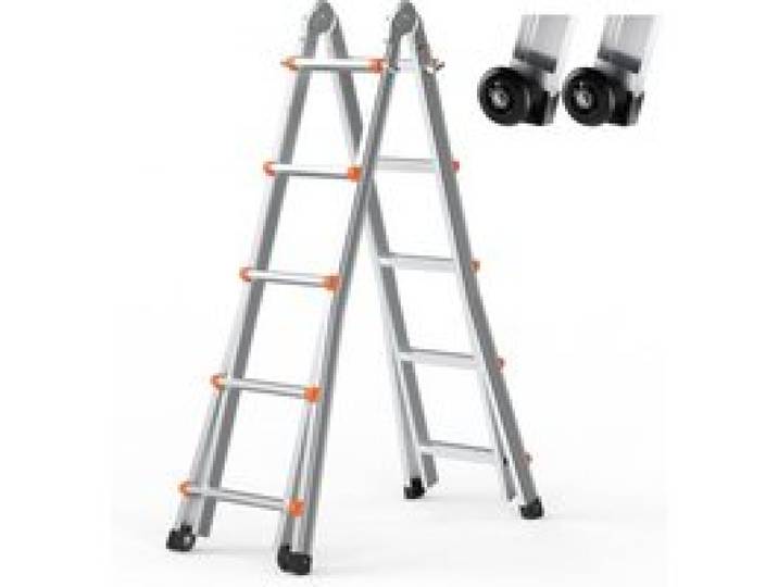 VEVOR Échelle télescopique à cadre en A, échelle extensible compacte en aluminium, 5990 mm, échelle de camping-car pliable portable multifonction pour devoirs, toit intérieur et extérieur, 149,7 kg