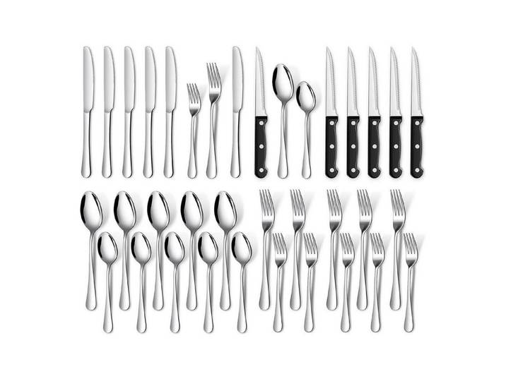 LuxusKollektion Besteck-Set Besteckset Edelstahl 36teilig Steakmesser Gabel 6 Personen Silber