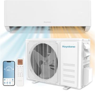 Keystone Summit 24,000 BTU 1500 Sq. Ft. Mini Split AC & Heat Pump, Energy Star, Voice & App Control, Indoor & Outdoor Unit, 230V