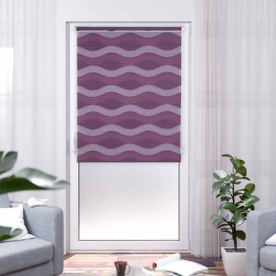 Doppelrollo K-HOME "Welle", lila (bordeaux), B:85cm H:200cm, Polyester, Rollos, im Festmaß