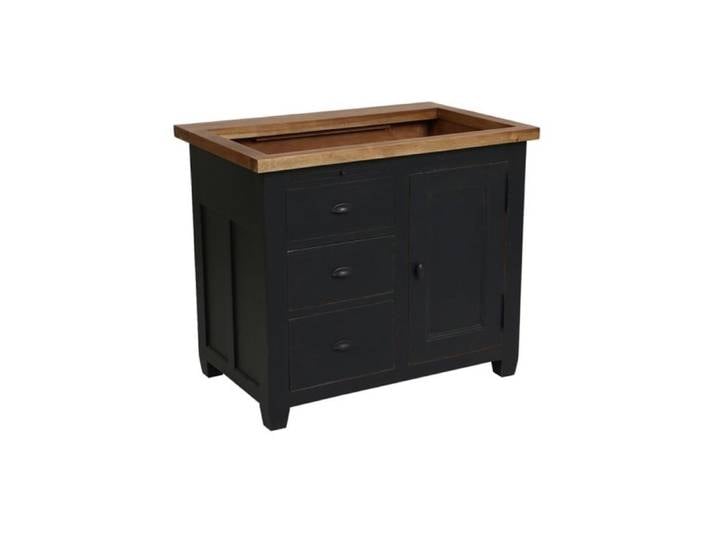Meuble évier 1 porte 3 tiroirs en bois noir