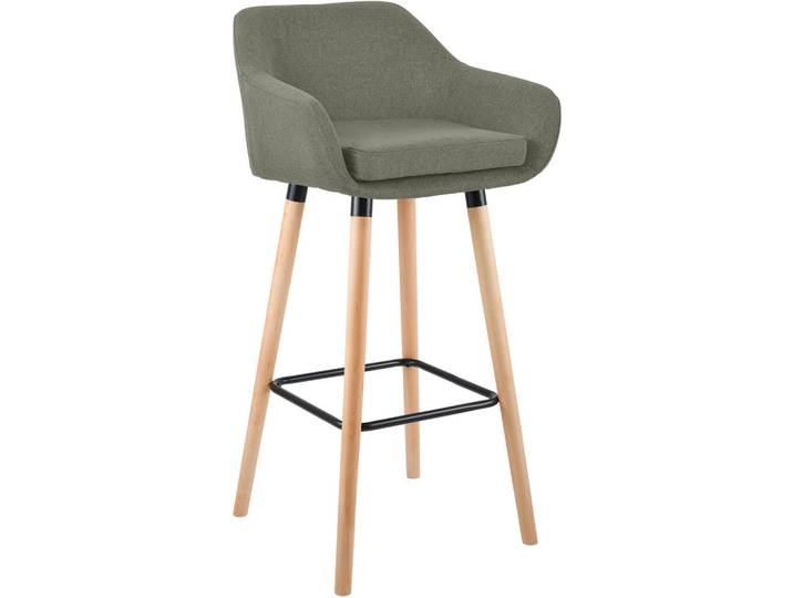 CLP Barhocker Stoff Hellgrau, Holz, 55x99x46 cm, Esszimmer, Barmöbel, Barhocker