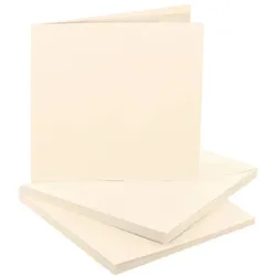 Doppelkarten & Hüllen, creme, quadratisch, je 10 Stück
