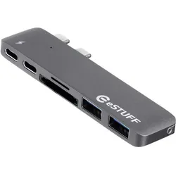 eSTUFF USB-C Slot-in Hub PRO Grey USB 3.2 Gen 1 (3.1 Gen 1) Type-C (USB-C, 4 Ports), Dockingstation + USB Hub, Grau