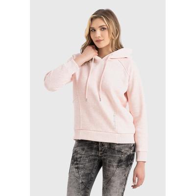 Hoodie CIPO & BAXX "HOODIE SWEATSHIRT", Damen, Gr. XL, rosa (pink), 70% Baumwolle, 30% Polyester, bedruckt, Basic, regular fit normal, Sweatshirts Hoodie, modisch und komfortabel
