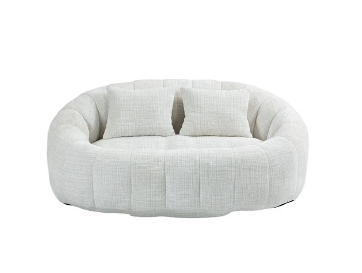 LEMONMAX Pouf Poire Lazy Canapé avec Deux Coussins Fauteuil Poire Dossier Haut Chenille Blanc 145 x 95 x 63 cm