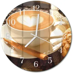 WANDUHR aus Glas Ø30 cm - Kaffeeherz