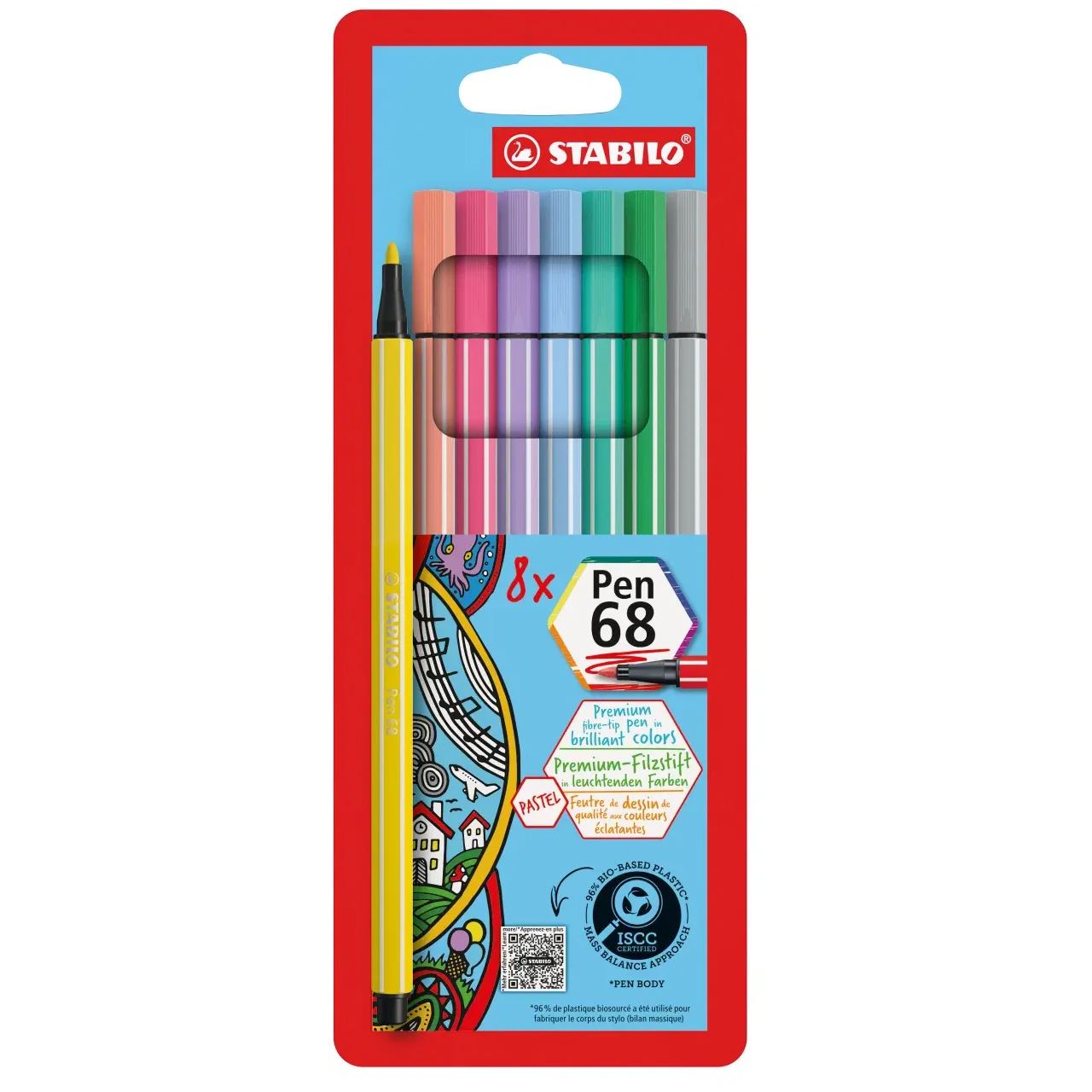 STABILO pen 68 Filzstifte farbsortiert, 8 St.