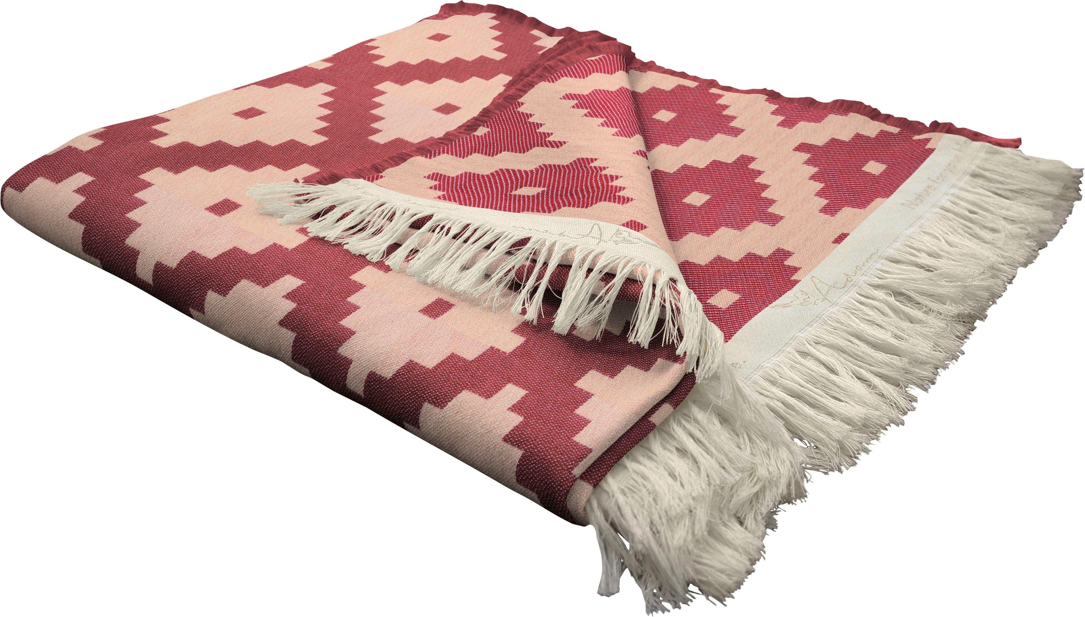 Wohndecke ADAM "Maroccan Shiraz", rot, B:145cm L:190cm, Baumwolle, Wohndecken, Wohndecke, mit aufregendem Muster, Kuscheldecke rot B/L: 145cm x 190cm