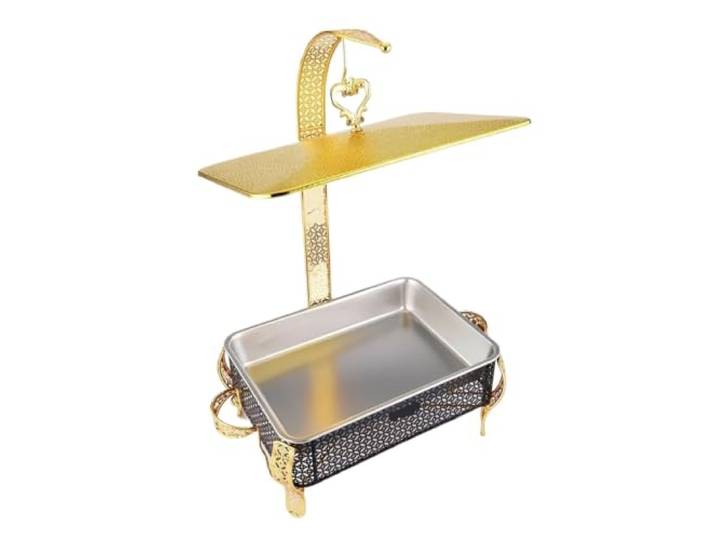 Ausgehöhlter Korb mit Clips for Chafing Dishes Buffetherd Exquisiter Deckel und Buffet-Chafers aus lebensmittelechtem Edelstahl for Catering-Speisewärmer(Black)