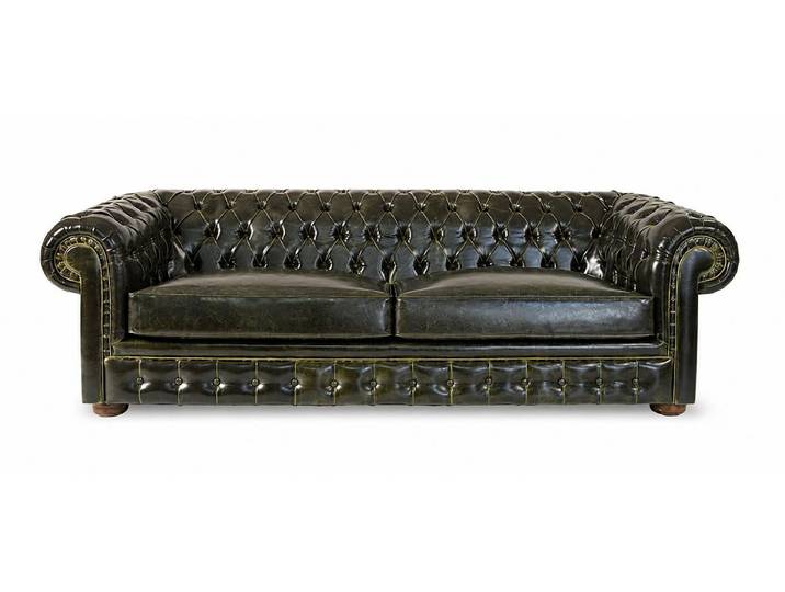 JVmoebel Chesterfield-Sofa Exklusive Grüne Chesterfield Couch Luxuriöses Ledersofa Edle Möbel, 1 Teile, Bodenhöhe, Mit Kissen, Wasserabweisend